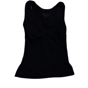 2/$10 EUC fitted elastic tank top with bra - undergarment - black